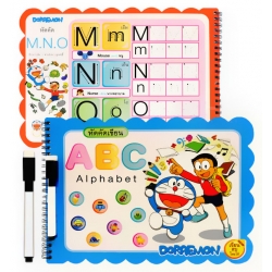 Doraemon แบบฝึกหัดเขียนลบได้ ABC +ปากกาลบได้